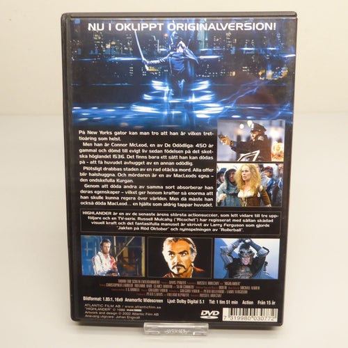 Highlander - Christopher Lambert - Region 2, DVD-film, Svensk text, Fint skick
