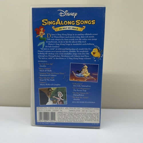 Disney Sing Along Songs En Helt Ny Värld Volym 1 VHS Svenskt Tal Barnfilm Retro