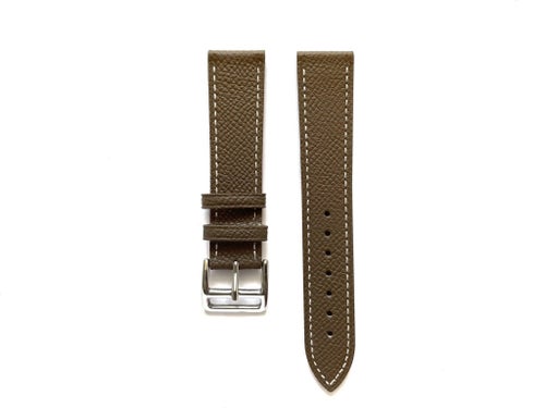 Klockband Läder Premium 18mm - Nougat/vit