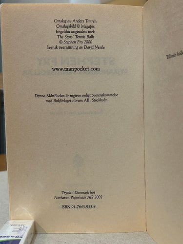 Stjärnornas tennisbollar av Stephen Fry, bok, Very Fine