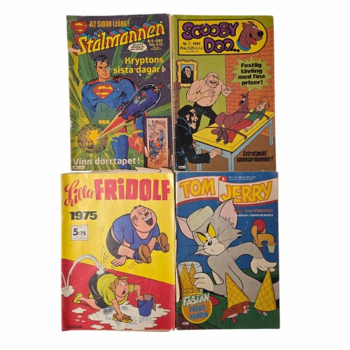 11 st äldre serietidningar – Stålmannen, Scooby Doo, Disney, Åsa-Nisse m.fl.