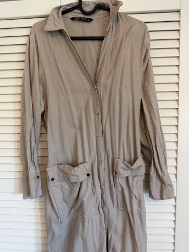 ZARA beige linne klänning