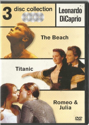 LEONARDO DI CAPRIO COLLECTION - 3 DVD - TITANIC , BEACH , ROMEO & JULIA(SVENSKT)