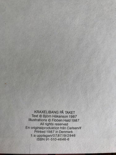 KRAXELIBANG PÅ TAKET Björn Håkanson Fibben Hald 1987