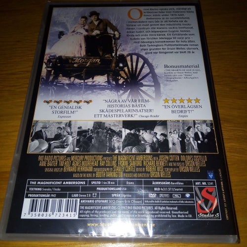 De magnifika Ambersons,DVD, UTGÅTT! Inplastad! Raritet!