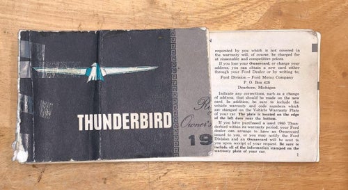 1965 Ford Thunderbird Registered Owner´s Manual