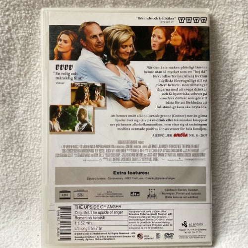 THE UPSIDE OF ANGER, DVD, DRAMA/ROMANTIK, 1H58M, SVENSK TEXT, FIN KRITIK, SEVÄRD