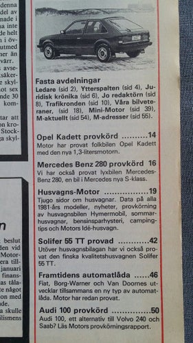 Motor nr 5 1981: Solifer, Audi 100 GL 5E, Opel Kadett 1,3 SR, Mercedes 280 SE