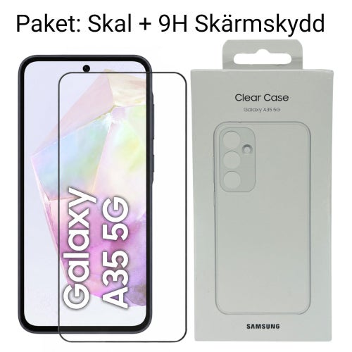 [Paket] Samsung Galaxy A35 Klart Skal + 9H Härdat Glas Skärmskydd - Heltäckande