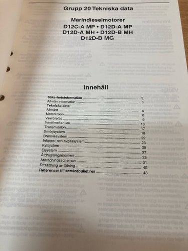 Verkstadshandbok Volvo Penta D12C-A, D12D-A, D12D-B, 2003