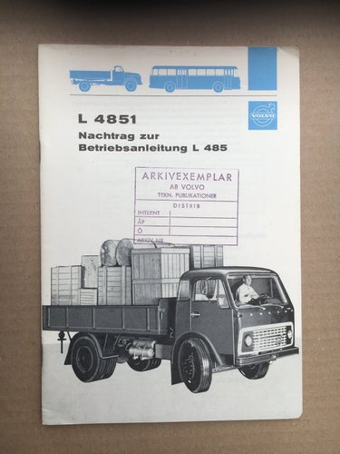 VOLVO Tillägg Instruktionsbok Lastbil L4851