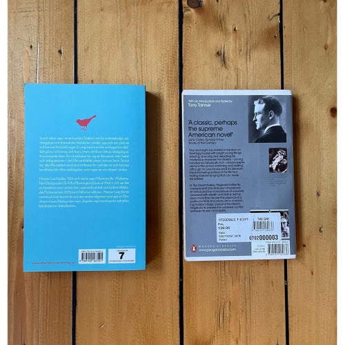 Ny Dödssynden av Harper Lee och begagnad Great Gatsby.