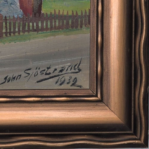 Målning, olja på duk, Signerad Kalmar konstnär John Sjöstrand 1932