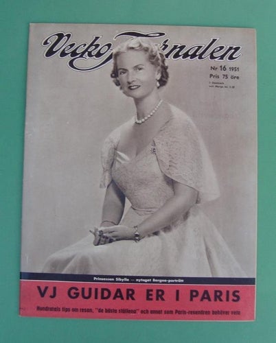 Vecko-Journalen 1951-16. Prinsessan Sibylla på framsidan.