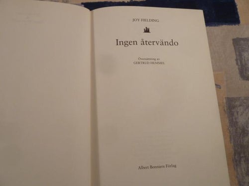 INGEN ÅTERVÄNDO, J. FIELDING, 1994,  BÖCKER