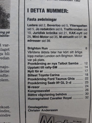 Motor 3 1982: Talbot Samba, Toyota Carina, Fort Taunus, Saab 99, Cavalier Royal