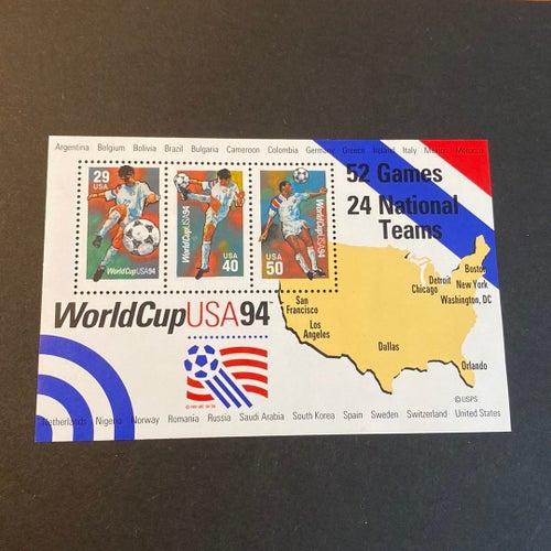 Fotboll på frimärke postfriskt block USA