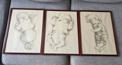 Litografier med barnmotiv, 3 Tavlor