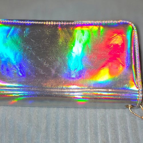 Plånbok - silver holografisk med band