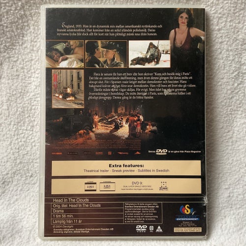 HEAD IN THE CLOUDS, DVD, DRAMA/KRIG/ROMANTIK, 1H56M, SVENSK TEXT