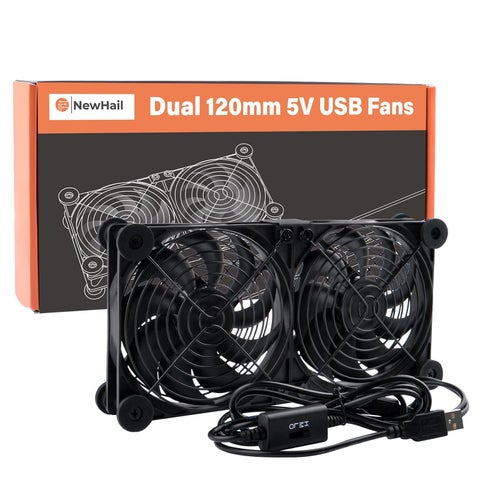 NewHail Dubbla 120mm 5V USB-fläktar med 3 hastigheter