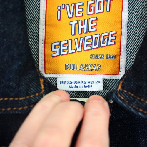 Pull & Bear Selvedge Jeansjacka Oanvänt Storlek XS Men kan även passar en S