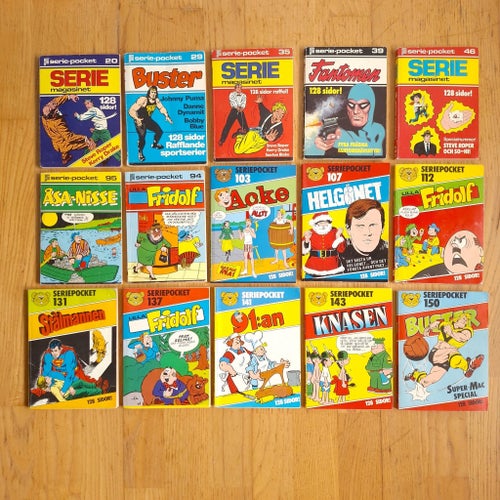Seriepocket 15 st Fantomen Seriemagasinet Buster Åsa-Nisse m fl 70-tal 80-tal