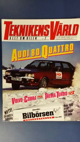 Teknikens Värld 7 1983: Mitsubishi Tredia Turbo, Audi 80 Quattro, Toyota Model F