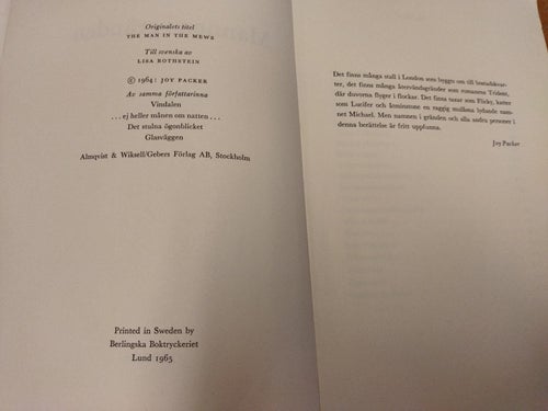 Mannen i gränden - Joy Packer. Very Good plus