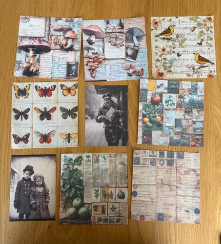 Scrapbooking papper/ junk journal / pyssel- olika storlekar och motiv