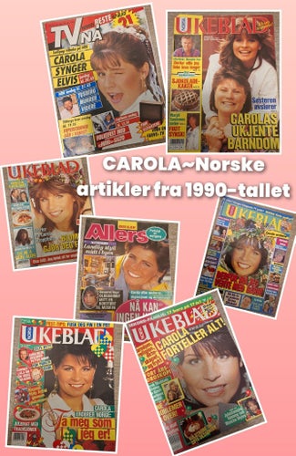CAROLA HÄGGKVIST ~stor samling norske artikler fra 1990-tallet, porto inkludert