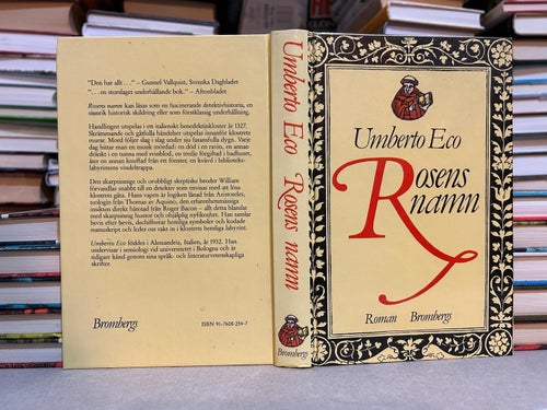 Rosens namn av Umberto Eco, bok, Very Fine plus