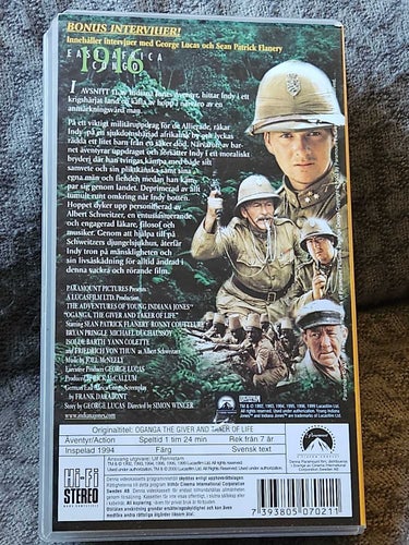 YOUNG INDIANA JONES - OGANGA PÅ LIV OCH DÖD.VHS ,SVENSK TEXT