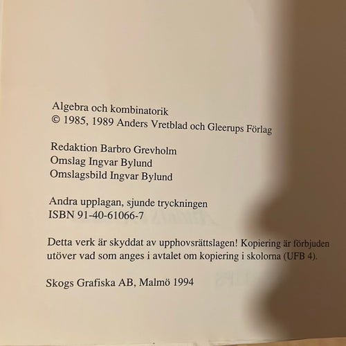 Algebra och kombinatorik av Anders Vretblad