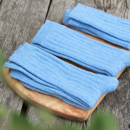 3-PACK MERINOULLSTRUMPOR strl 36-41 ljusblå 70% ull strumpor nya sockor blå