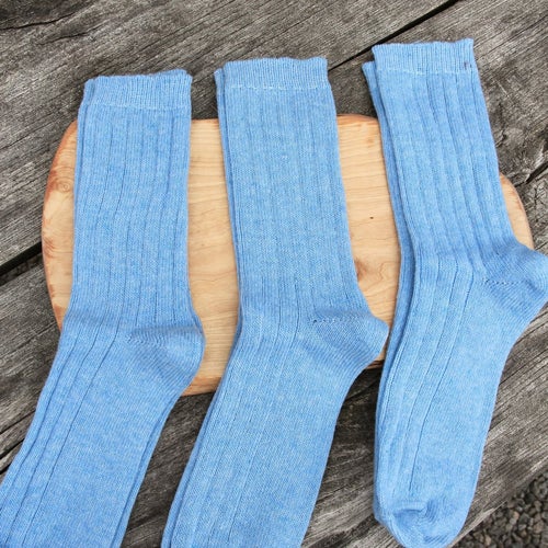 3-PACK MERINOULLSTRUMPOR strl 36-41 ljusblå 70% ull strumpor nya sockor blå