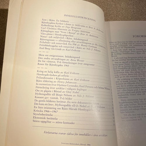 Bjärebygden 1966 Årsbok Bjäre härads hembygdsförening