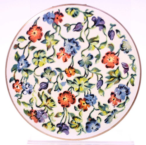 Stratton Compact Powder with etched Floral Design-vintage circa 1950s UK-90.3g