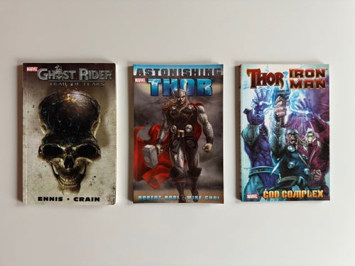 3 MARVEL Comics Ghost Rider Trail of Tears IRON MAN Astonishing THOR God Complex