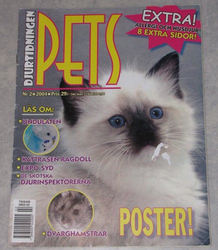 Pets Nr 02 2004 Djurtidning Hundar Katter Hamstrar Djur Tidning Barn Ungdom