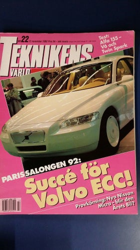 Teknikens Värld nr 22 1992: Alfa 155 V6 och 2,0 TS, Nissan Micra, Xedos 6