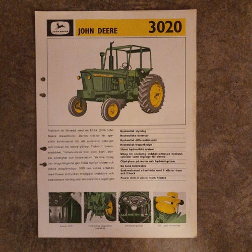 John Deere 3020 Traktor Broschyr
