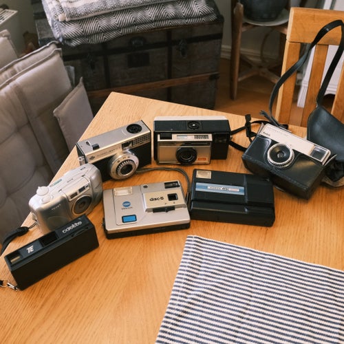 Kodak, Agfa, Minolta, Adette – 7 st vintage-kameror
