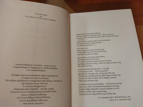 Columbus De fyra resorna - Laurence Bergreen. Bok, inbunden. Very Fine plus