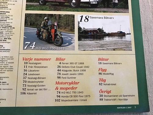 NOSTALGIA NR 1 2007 FERRARI,SAXEMARA BÅTVARV,MOPED SAMLARE,HONDA CB 500,DESOTO