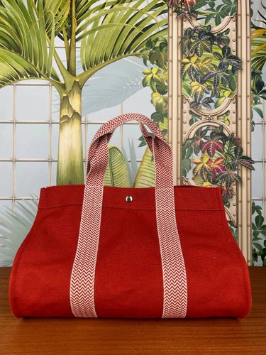 Hermès Cannes Orange tygväska MM