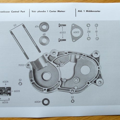 Reservdelskatalog Zündapp motor 258 Combimot 2-Växlad