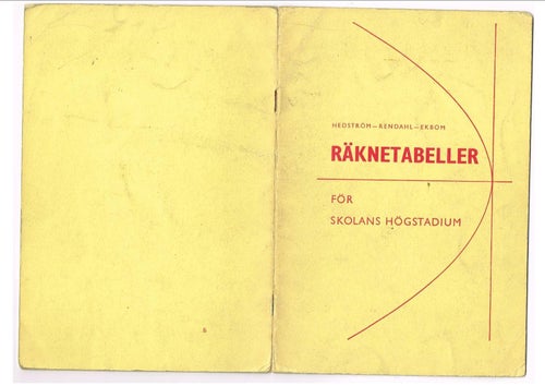 RÄKNETABELLER för skolans högstadium - J. S. Hedström/C. Rendahl/L. Ekbom (1962)