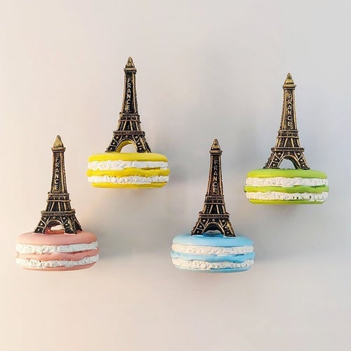 4ST Paris Eiffeltornet&Macaron Kylskåpsmagneter Set
