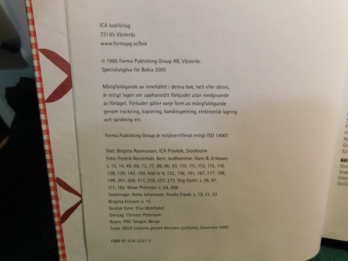 Smårutiga Kokboken Bokia Inbunden Kokbok